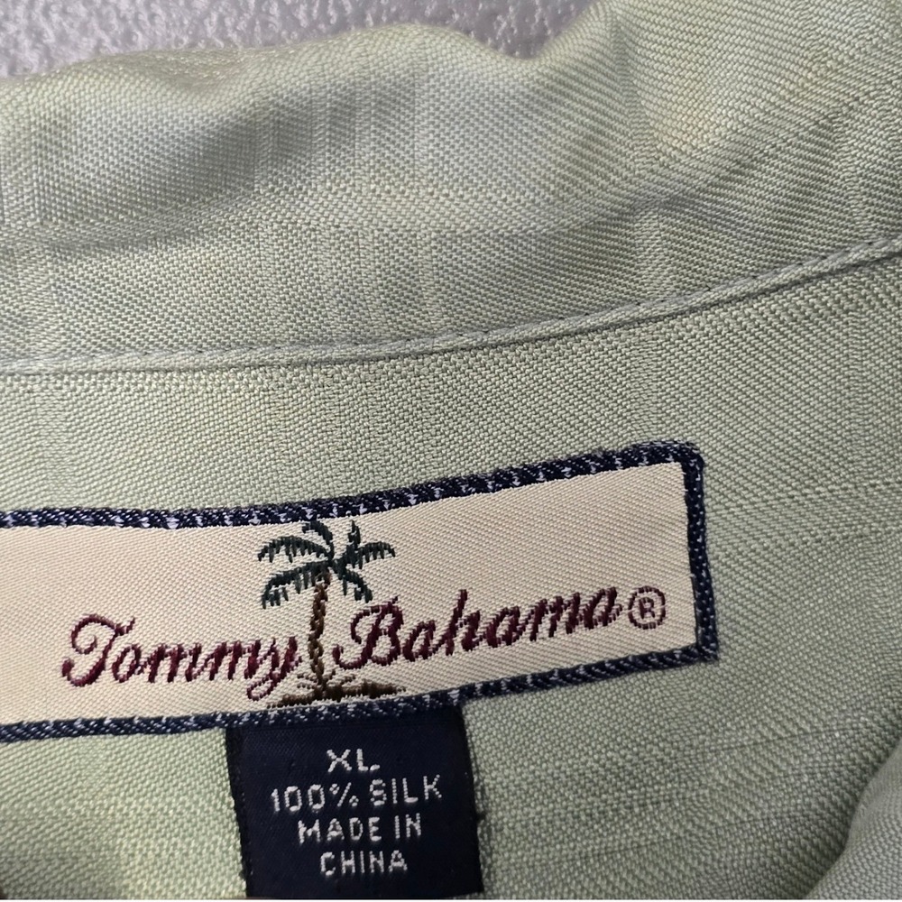 Tommy Bahama 100% Silk Button Up Shirt Mens XL Green Short Sleeve Camp Casual - Picture 2 of 11